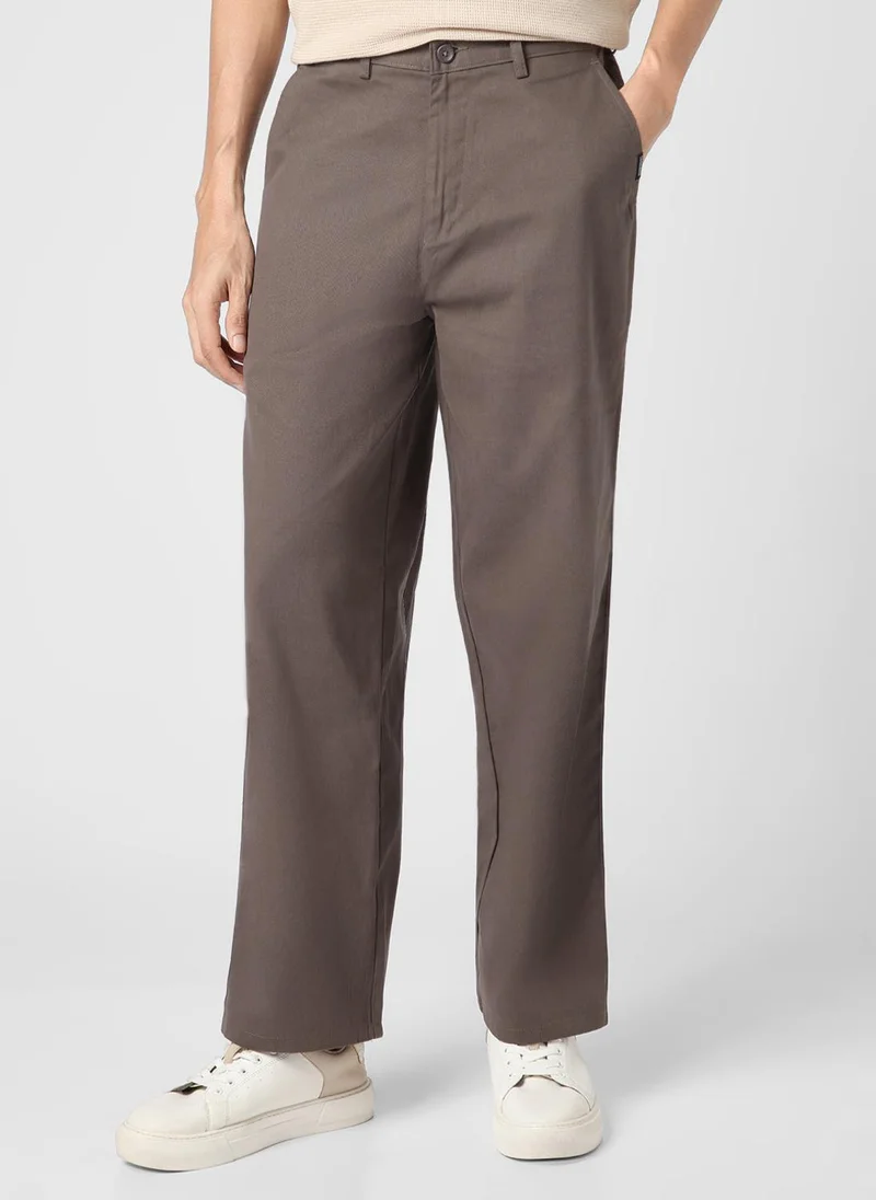 Urbano Fashion  Urbano Fashion Men's Dark Grey Loose Baggy Fit Solid Chino Trousers Non-Stretchable for Men | Best Price UAE